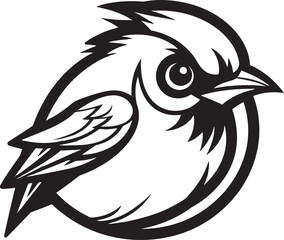 Iconic Songbird Melody Monochrome Design Woodlands Melodic Charm Black Robin Emblem