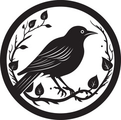 Regal Birdsong Serenity Monochrome Emblem Serenade of the Wild Iconic Robin Silhouette