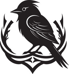 Natures Avian Lullaby Emblematic Bird Icon Regal Birdsong Serenity Monochrome Emblem