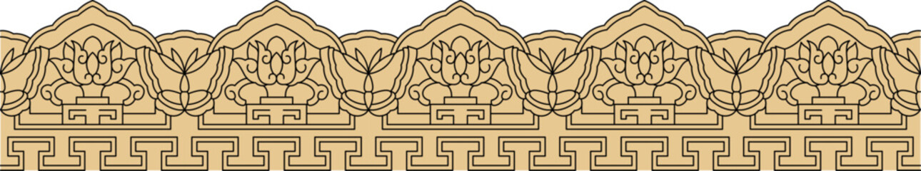 Luxury festive Chinese oriental traditional culture premium classical decoration red gold line art design vector illustration. Covers, greeting cards, logos, packaging, posters, backgrounds -Greeting 