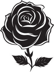 Floral Majesty Black Rose Logo Silhouette Symbol of Love Monochrome Rose Flower Icon