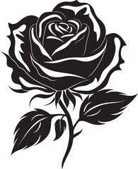 Emblematic Floral Charm Logo Design Regal Rose Silhouette Modern Black Icon