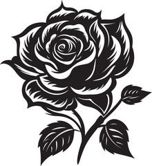 Noble Floral Guardian Black Vector Emblem Natures Serenity Rose Symbol in Black
