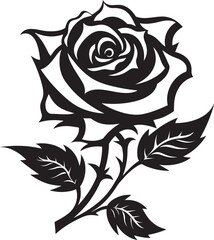 Icon of Romance Rose Vector Logo Serenade in Simplicity Black Rose Emblem