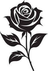 Floral Majesty in Simplicity Monochrome Design Timeless Icon of Love Rose Flower Emblem