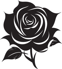 Icon of Romance in Monochrome Vector Logo Noble Emblem of Roses Emblematic Art