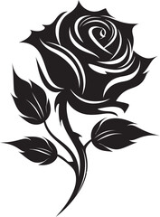 Simplistic Rose Silhouette Black Emblem Icon of Romance in Monochrome Vector Logo
