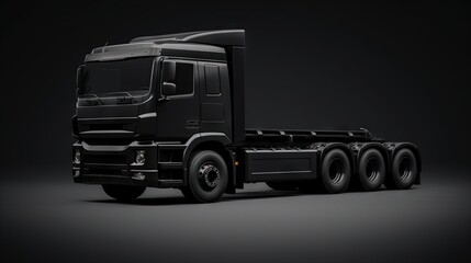 Hoodless truck with body sides black silhouette. Transport engineering design