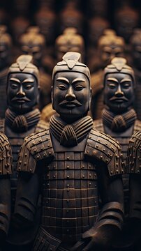 Ancient terracotta warriors - closeup (generative AI)