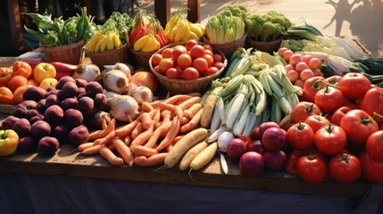 Fruits and vegetables at a farmers market