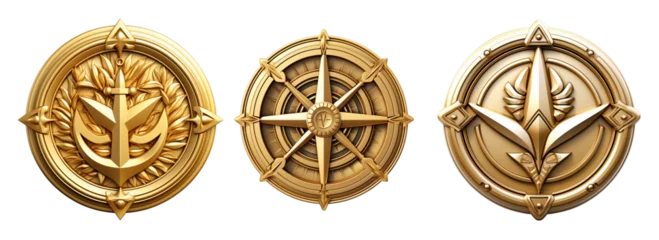 Fotobehang 3d gold sailor emblem symbol set © Pure Imagination