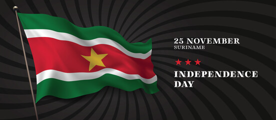 Suriname independence day vector banner, greeting card.