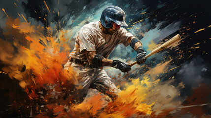 Baseball Player's Grand Slam: Wallpaper Masterpiece - Fictional Person, Generative AI