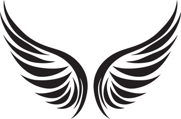 Obraz premium Symbol of Serenity Monochrome Angel Wings Icon Majestic Wings in Black Vector Angelic Emblem