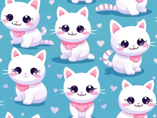 Obraz na płótnie Canvas cute cat seamless pattern