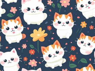 cute cat seamless pattern