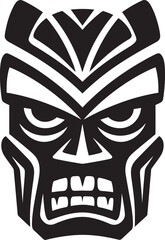 Regal Tiki Majesty Emblematic Tribal Emblem Serenity in Black and White Indigenous Mask Design