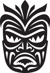 Serenity in Black and White Indigenous Mask Design Cultural Silhouette Excellence Monochrome Icon