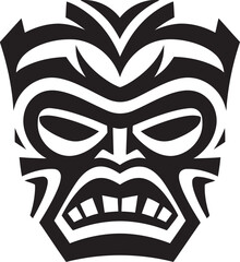 Iconic Tribal Artistry Monochromatic Design Timeless Tiki Excellence Black Logo Art