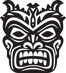 Tribal Totem in Monochrome Iconic Logo Art Elegance in Heritage Emblematic Tiki Symbol