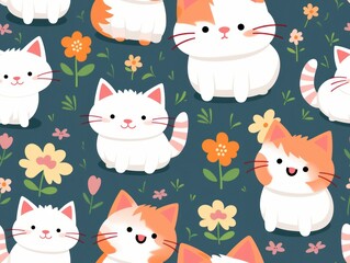 cute cat seamless pattern