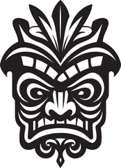 Majestic Tiki Tradition Logo Design with Monochrome Tiki Mask Regal Art of the Ancients Modern Black Icon