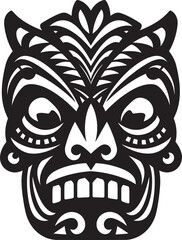 Ancient Icon of Heritage Monochrome Tiki Emblem Tribal Totem Majesty Vector Emblem in Black