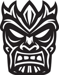 Noble Tribute to Tradition Monochrome Tiki Symbol Tribal Majesty in Serenity Stylish Vector Emblem