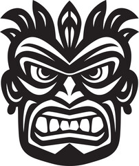 Regal Tiki Art in Black Emblematic Logo Serenade to Indigenous Culture Modern Tiki Silhouette
