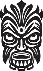 Icon of Cultural Richness in Monochrome Tiki Vector Emblem Elegant Tribute to Tradition Monochrome Tiki Mask Icon