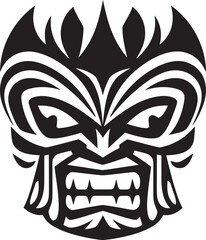 Serenade in Simplicity Black Tiki Mask Emblem Elegance in Frost Iconic Snow Symbol