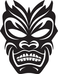 Simplistic Totem Silhouette Emblematic Tiki Icon Natures Spirit Tiki Symbol in Monochrome Design