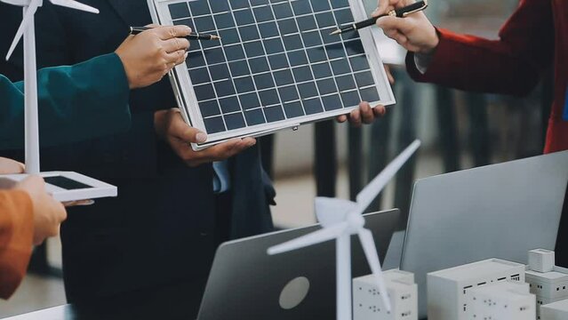 Business team people meeting and talking with engineer and architecture about planning and drawing of building construction project, smart executive professional working at outdoor, teamwork concept