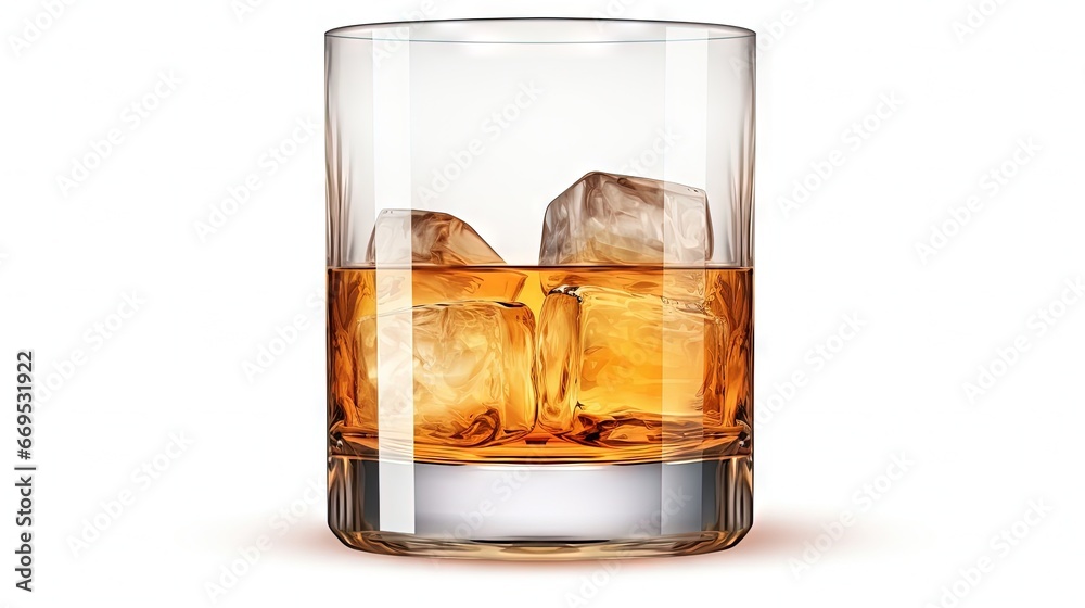 Poster Empty and clean whiskey glass isolated on white background with clipping path