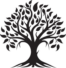 Iconic Beauty in Branches Monochromatic Emblem Natures Serenity in Black Tree Logo