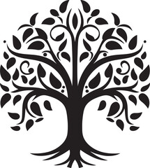 Emblematic Serenade in Black Logo Symbol Timeless Canopy Majesty Modern Tree Emblem