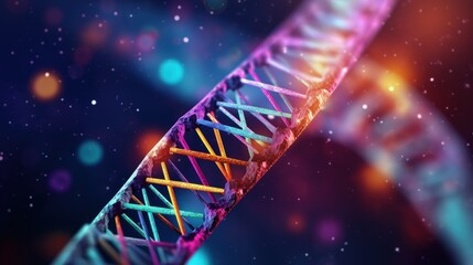 Digital DNA molecule, structure. Concept binary code human genome. DNA molecule with modified genes. 3D illustration - obrazy, fototapety, plakaty
