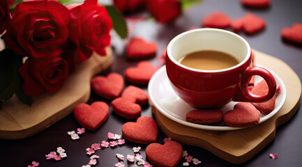 Coffee And Cookies Happy Valentine's Background