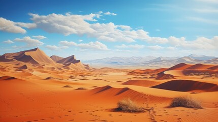 view in the Sahara desert of Tadrart rouge tassili najer in Djanet City ,Algeria.colorful orange sand, rocky mountains - obrazy, fototapety, plakaty