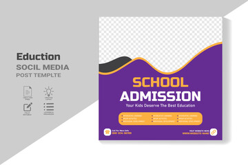 School education admission social media post & back to school web banner template