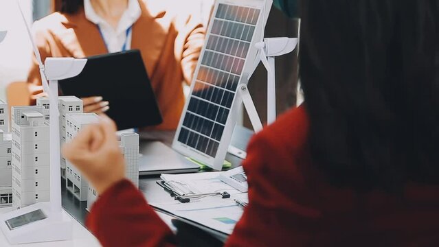 Business team people meeting and talking with engineer and architecture about planning and drawing of building construction project, smart executive professional working at outdoor, teamwork concept