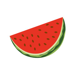 Cartoon fresh green open watermelon half  slices and triangles