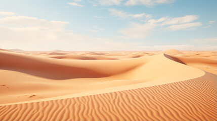 Fototapeta na wymiar A vast desert, with sand dunes stretching to the horizon