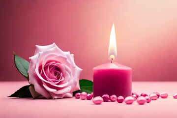 Fototapeta na wymiar rose and candle