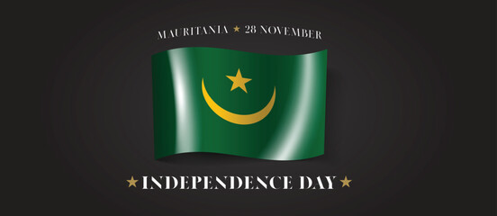 Mauritania happy independence day greeting card, banner with template text vector illustration