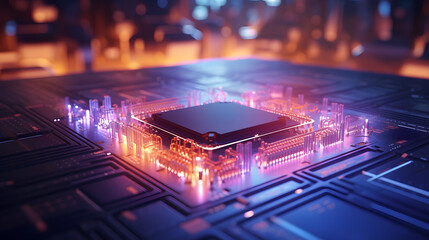 chipset on the board pc for electronic and technology concept
