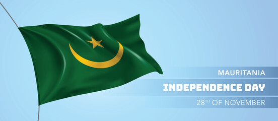 Mauritania happy independence day greeting card, banner vector illustration