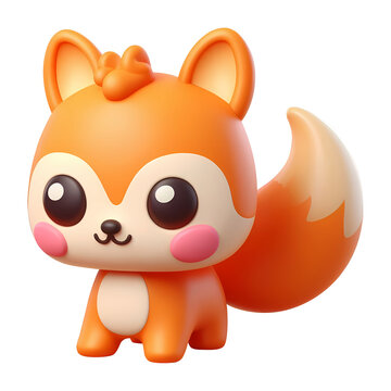 3d cute fox cartoon animal toy. Realistic 3d high quality isolated render.	