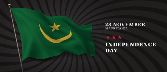 Mauritania independence day vector banner, greeting card.