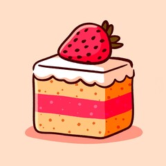 いちごのかわいいケーキイラスト